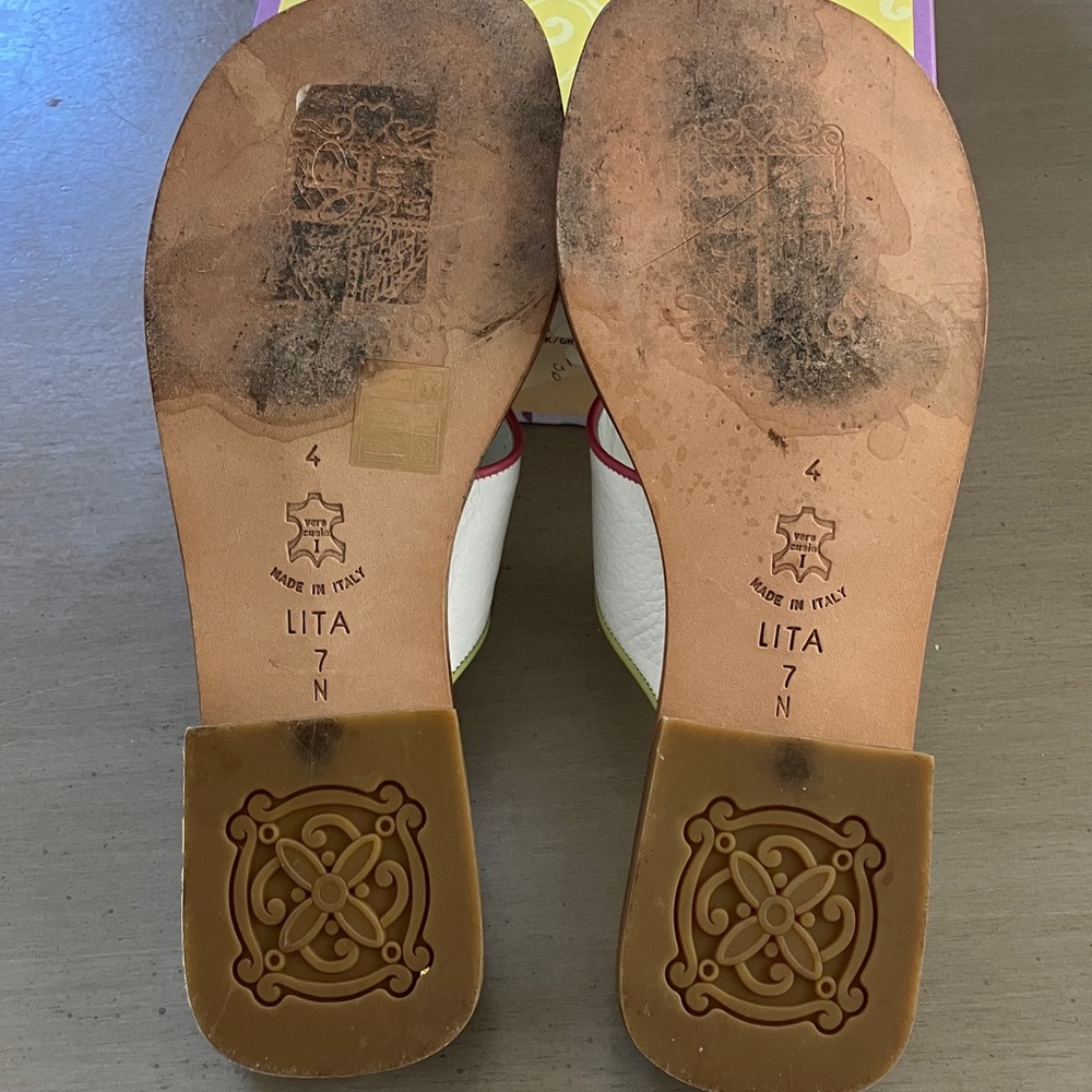 Brighton Women's Lita White/ Pink /Green Sandals Size 7N - Picture 8 of 10